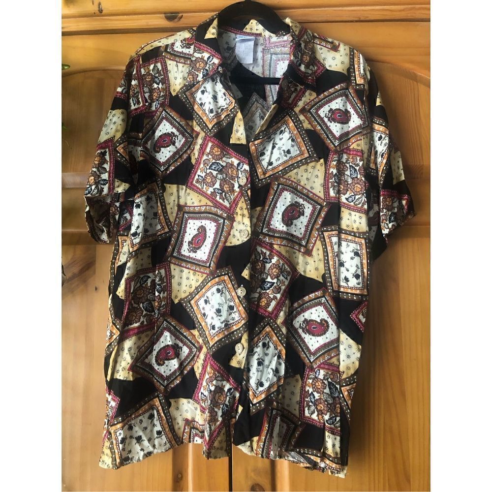 Ship N Shore  Button Up Vintage Blouse Shirt 90s Size Large